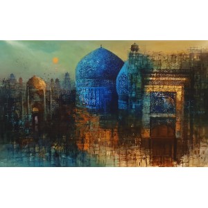 A. Q. Arif, 24 x 42 Inch, Oil on Canvas, Cityscape Painting, AC-AQ-521